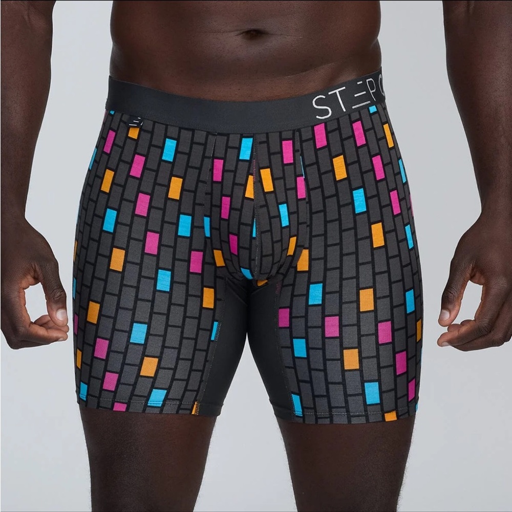 Black and Pink Boxer Briefs with Vibrant Pattern
